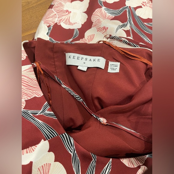 Keepsake medium sz midi floral burgundy sleeveless event classic gown dress - Picture 9 of 10